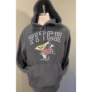 Abercrombie & Fitch Hoodie New York Muscle Fit Y2K Gray Sweatshirt Mens Sz XL